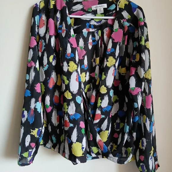 LIZ CLAIBORNE Faux Wrap Blouse Multicolor Size XL - Picture 10 of 11